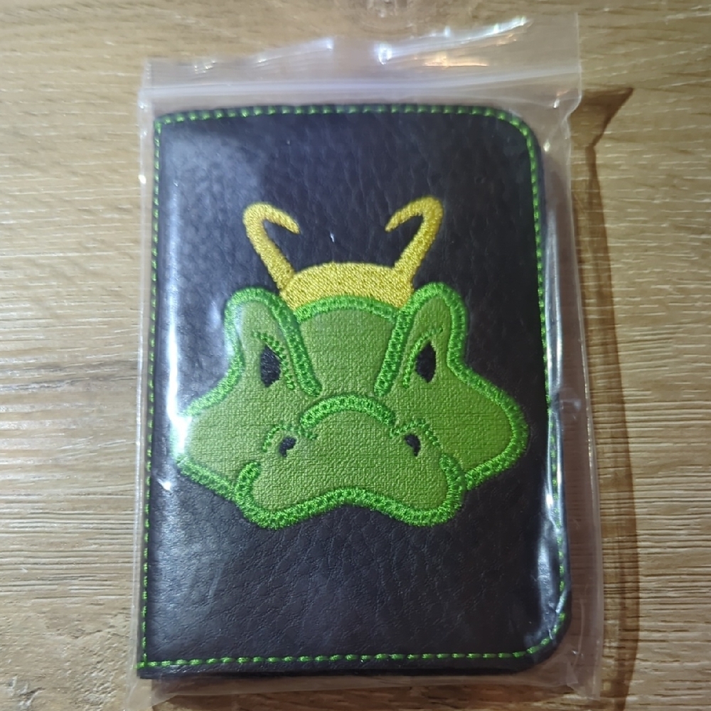 Black Notepad Holder with Green Dragon Design
